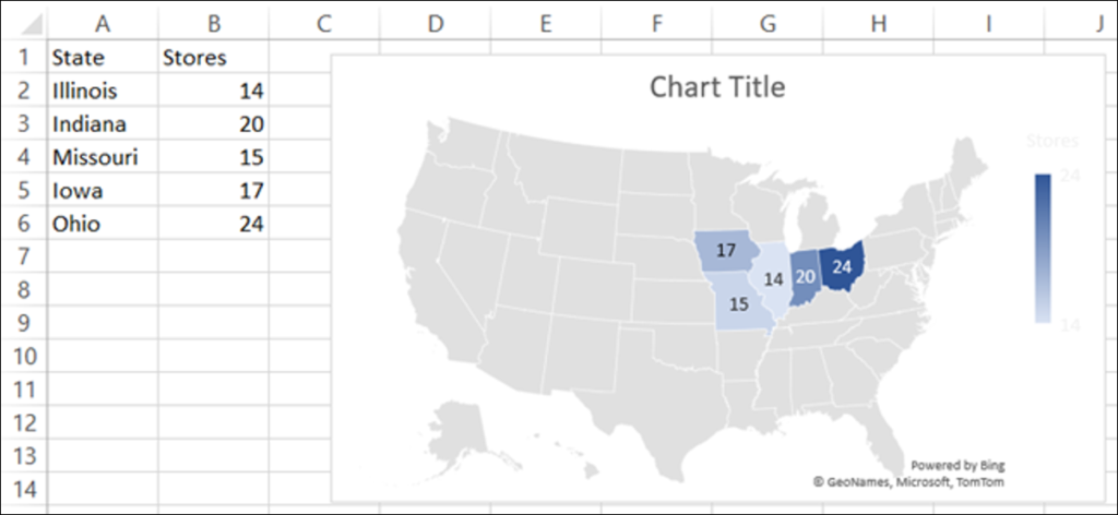 Cách tạo Biểu đồ Bản đồ Địa lý trong Microsoft Excel