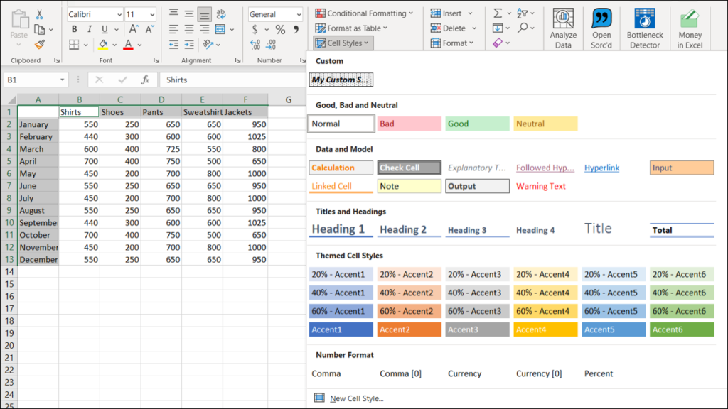 Cách sử dụng và tạo kiểu ô trong Microsoft Excel