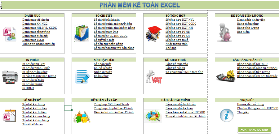 Phần mềm kế toán excel