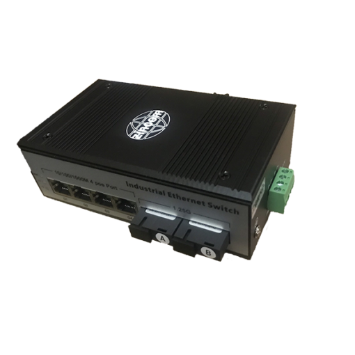 Thiết bị chuyển mạch công nghiệp, Switch POE công nghiệp 4 ports POE 1000M, 2 ports FIBER 1000M. Model: ZC-POE402FIG