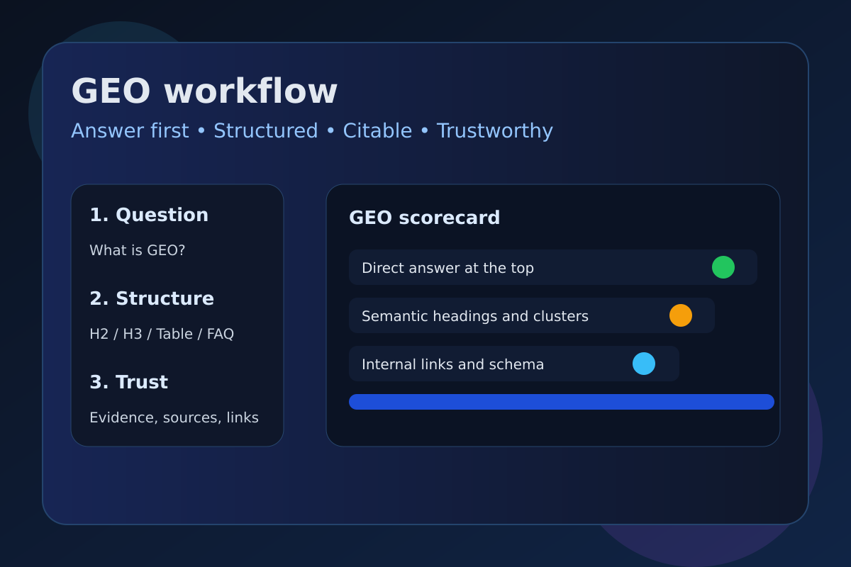 Minh họa workflow tối ưu nội dung GEO