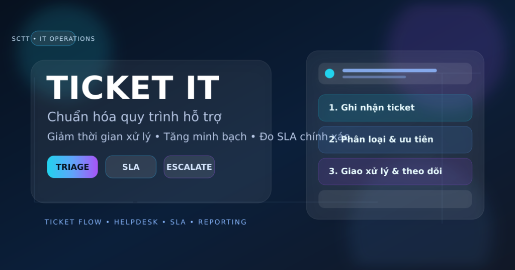 Minh họa ticket IT và quy trình hỗ trợ nội bộ