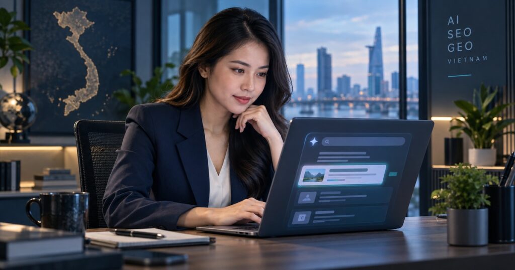 Dịch vụ SEO AI và GEO giúp website tăng khả năng xuất hiện trong câu trả lời của công cụ tìm kiếm AI