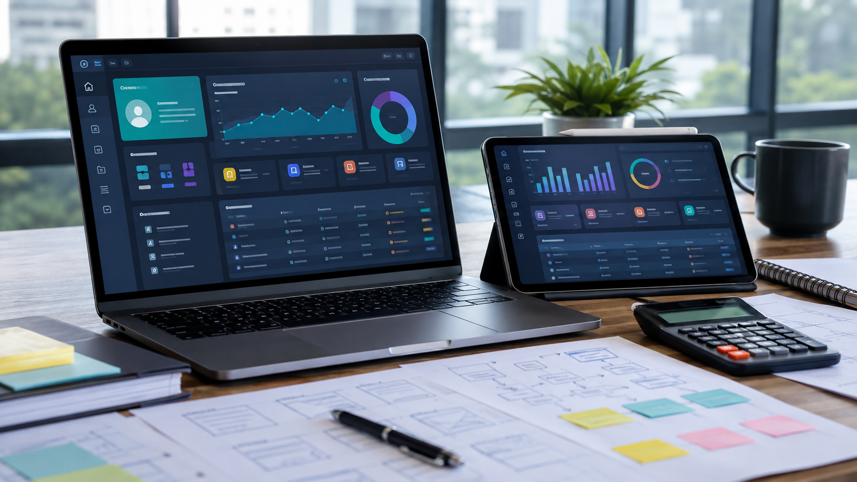 Giao diện phần mềm quản lý doanh nghiệp với các module CRM kho nhân sự và báo cáo